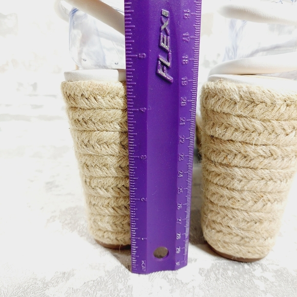 NEW BP. Cohan White Tan Espadrille Platform Wedge Sandals I154 - Picture 8 of 11